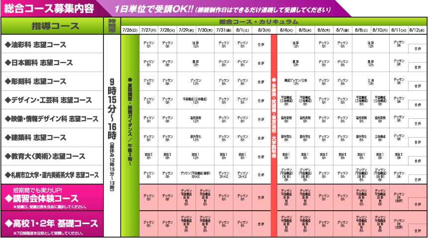 2009summer_block2_01 総合コース募集内容